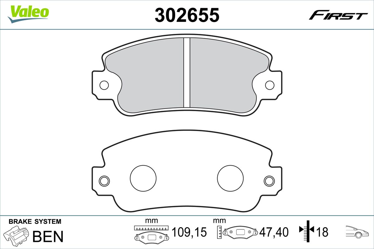 VALEO Fékbetét, mind 302655_VALEO